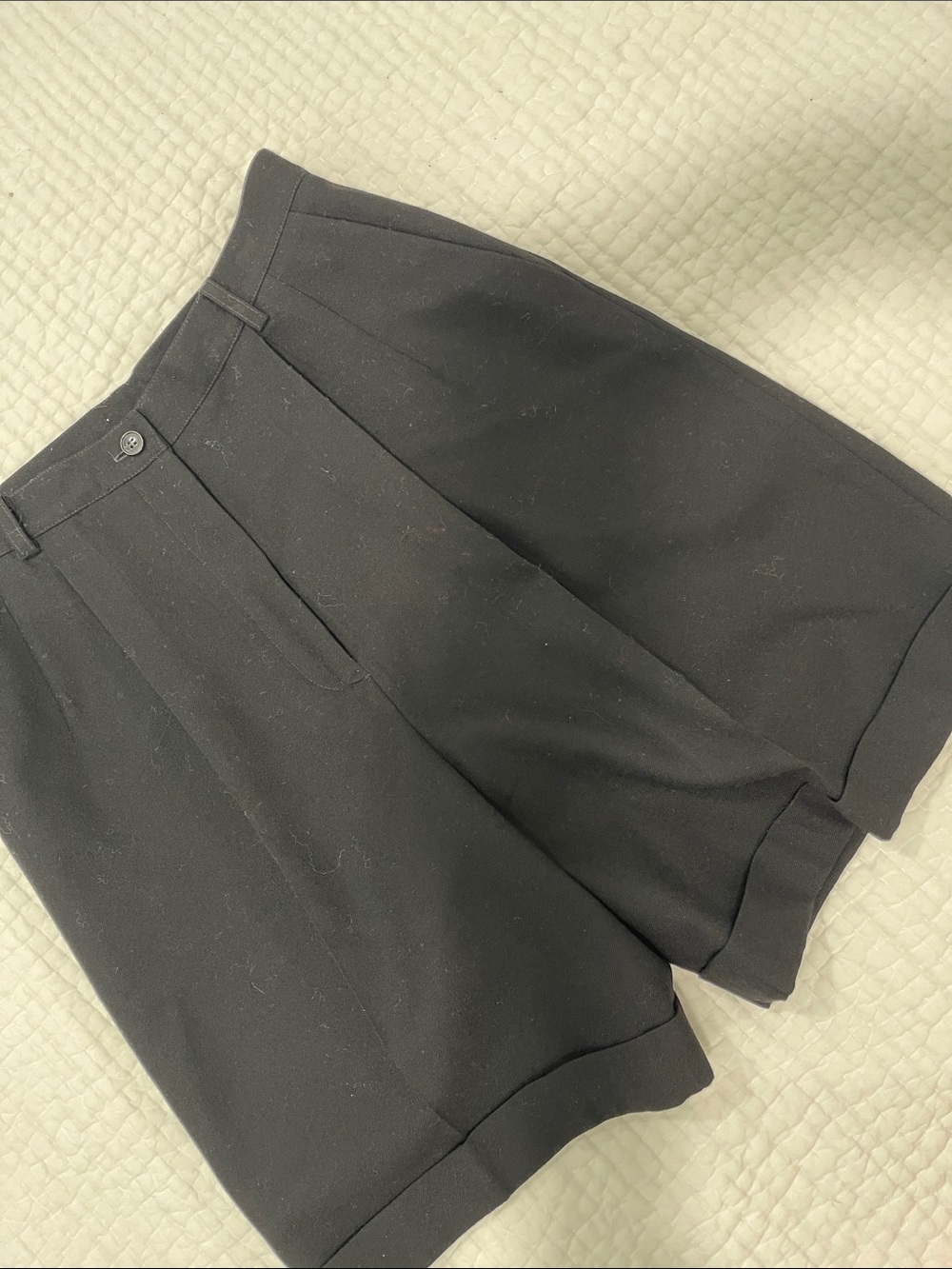 Talbots Black Pleated Cuffed Bermuda Shorts